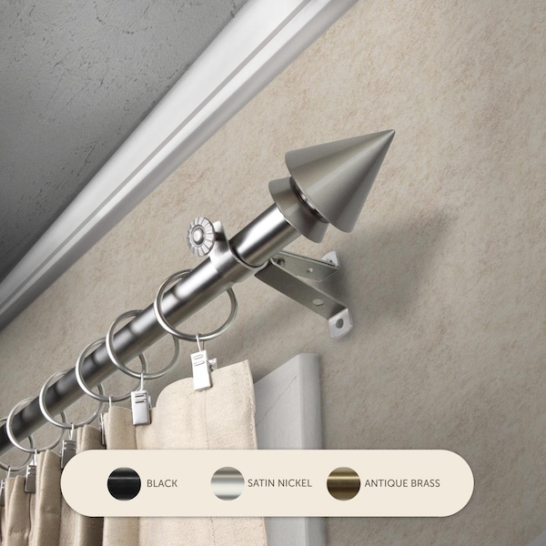 Central Design 0.8125 in. Jacob Curtain Rod with 66 to 120 in. Extension, Satin Nickel 4865-665 - main